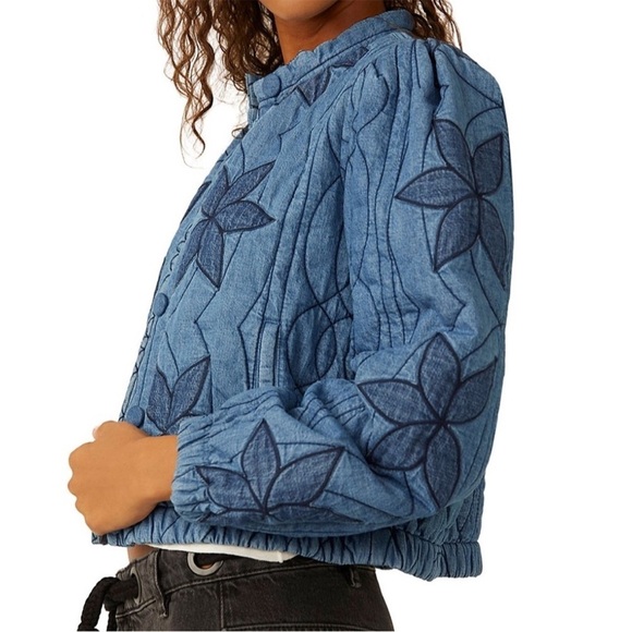 Free People Quinn Quilted Cotton Denim Jacket - Picture 3 of 9